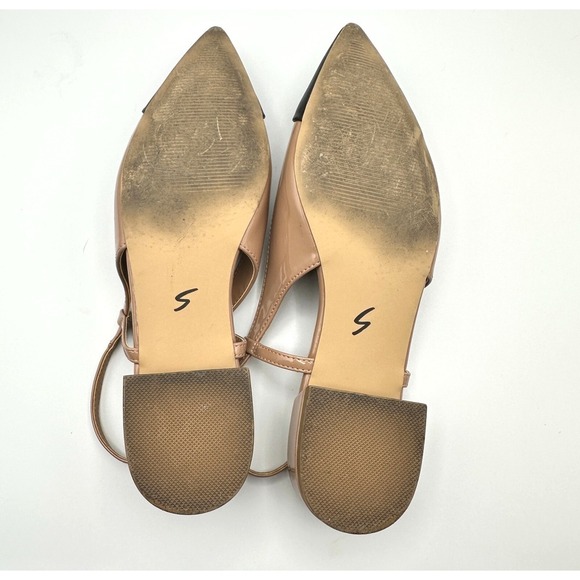 Steve Madden Shoes 8M Point Toe Low Slingback Nude Glossy Faux Leather Allure - Picture 8 of 9